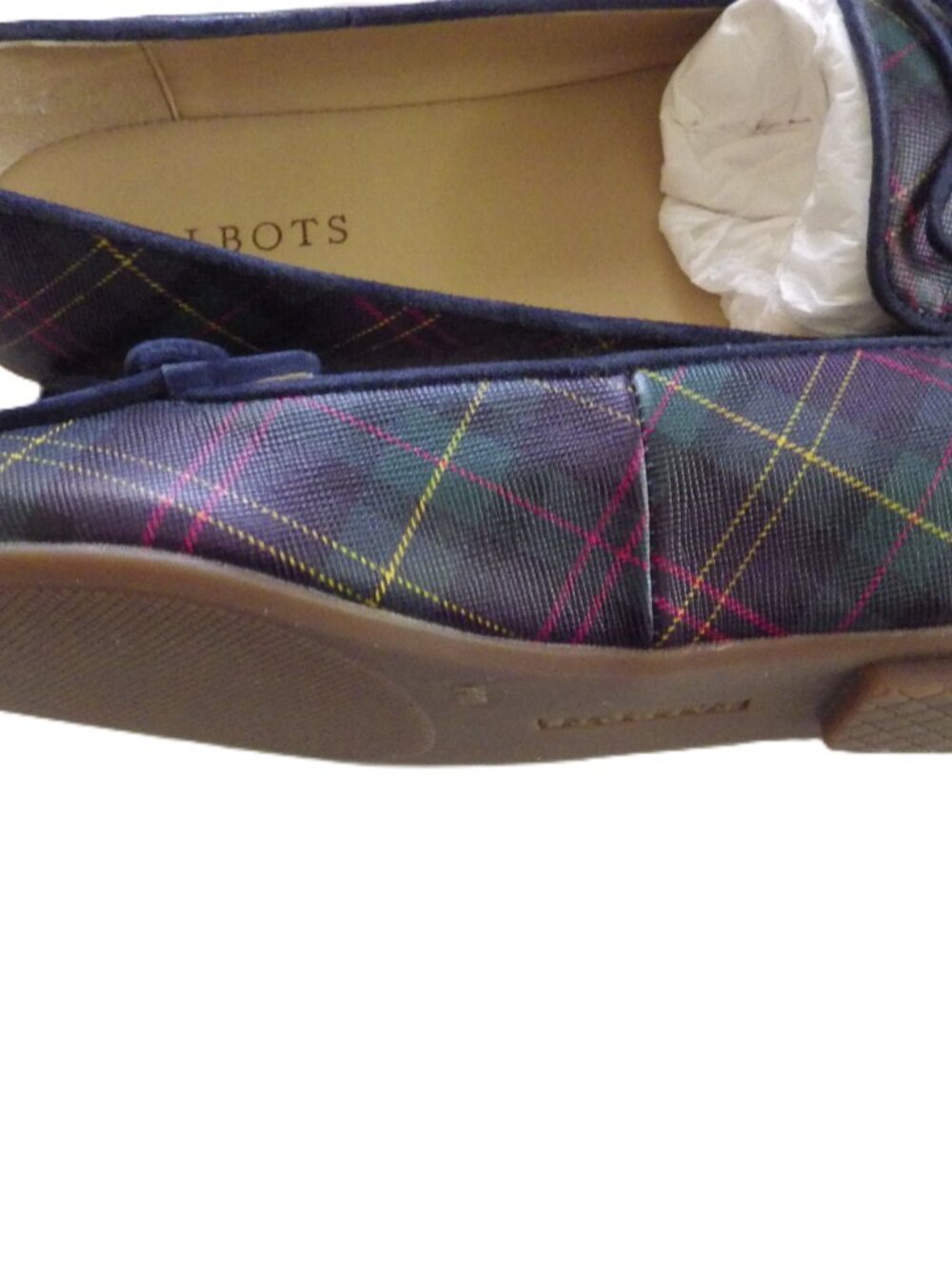 Talbots Tartan Plaid Leather Flats/ Moccasins / Francesca/ Tassels/9N - Picture 9 of 10